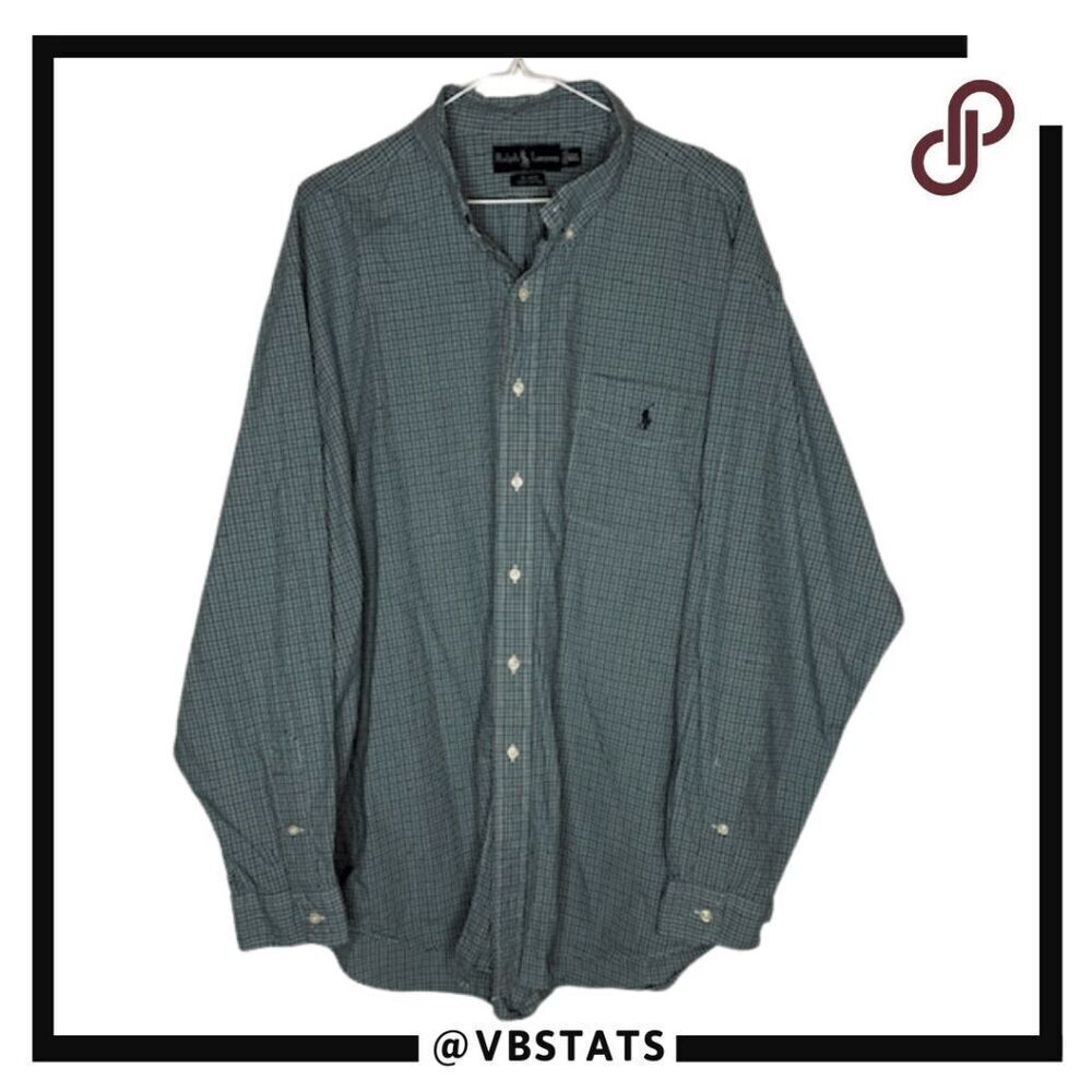 Ralph Lauren Men's Blake Plaid Pocket Button Down Shirt‎ Green Blue Size 2XL